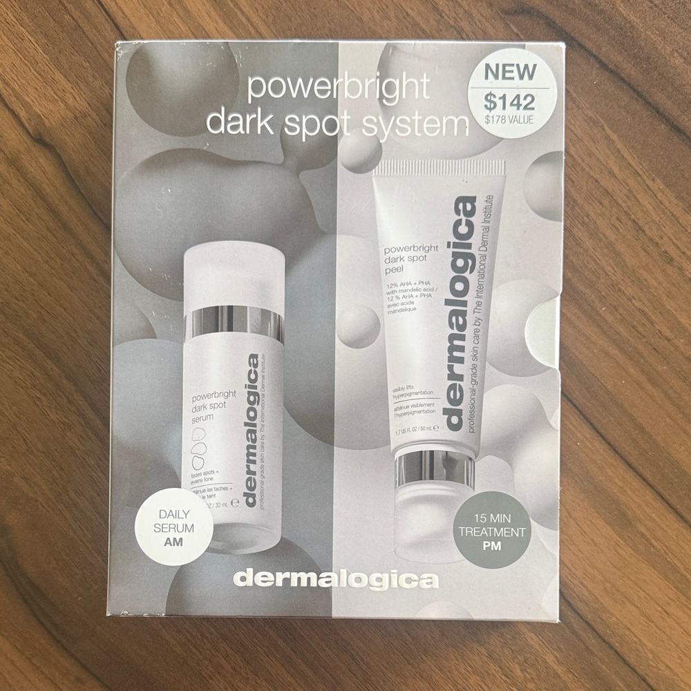 dermalogica NWT Powerbright Dark Spot System Kit serum & peel combo